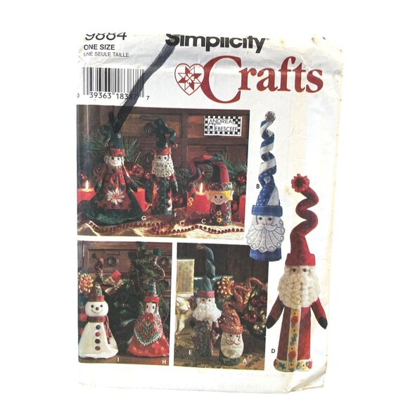 Simplicity Sewing Pattern 9884 Christmas Decorations Santa Elf Snowman Hats - Picture 1 of 2